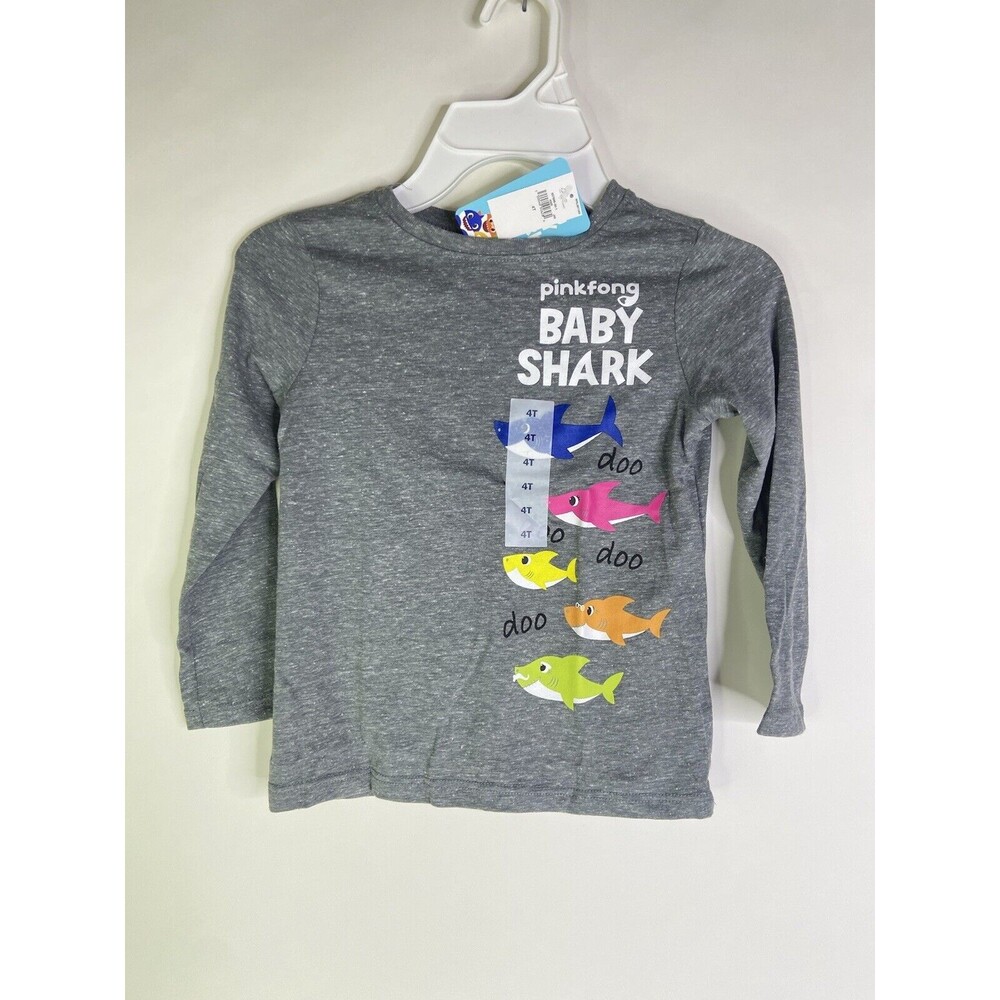 Pinkfong Baby Shark Doo Doo Long Sleeve Tee T-Shirt Top Kids Boys Girls Size 4T